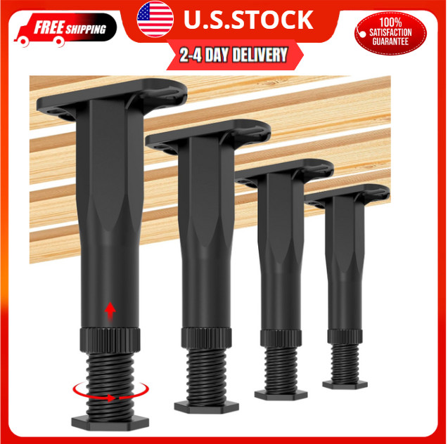 4PCS Adjustable Bed Frame Support Legs (5.1-8.3), Frame Center Slats Heavy Sup