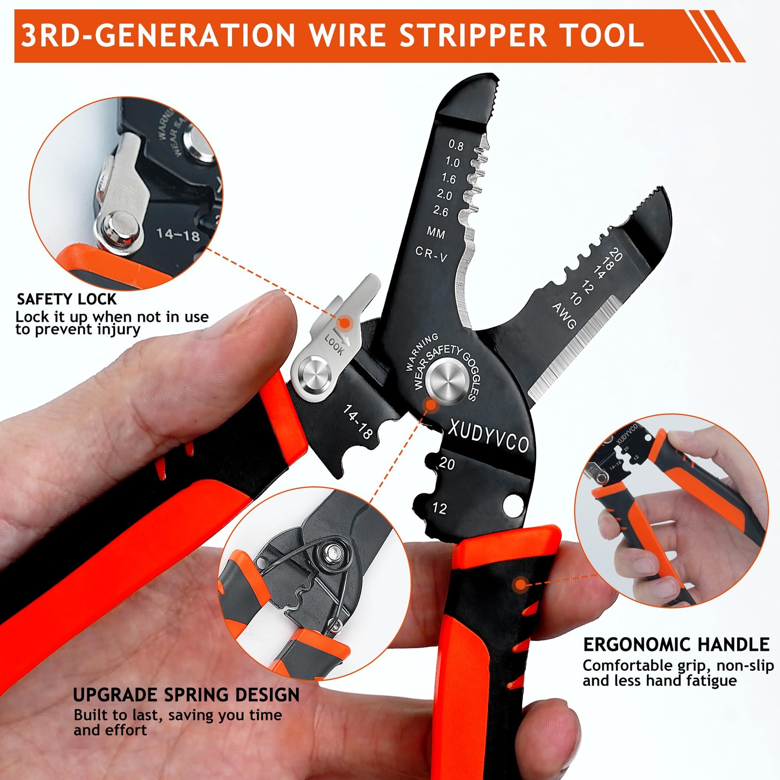 XUDYVCO 5-In-1 Wire Stripper Tool, 3rd Generation Wire Strippers for 10-20 AWG E