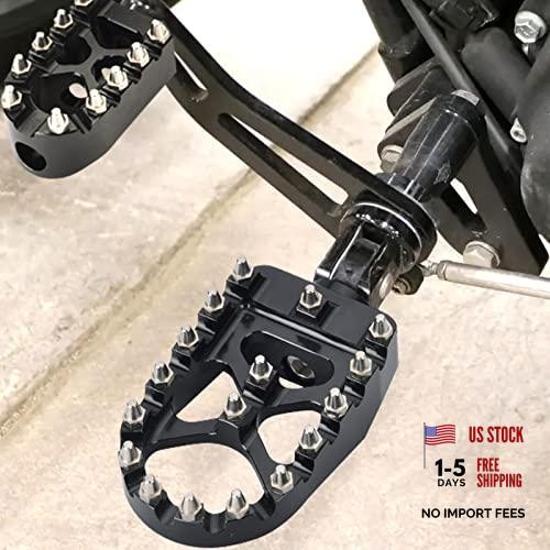 Black Motorcycle Pegs CNC Wide Foot Pegs 360° Roating MX Chopper Bobber Style