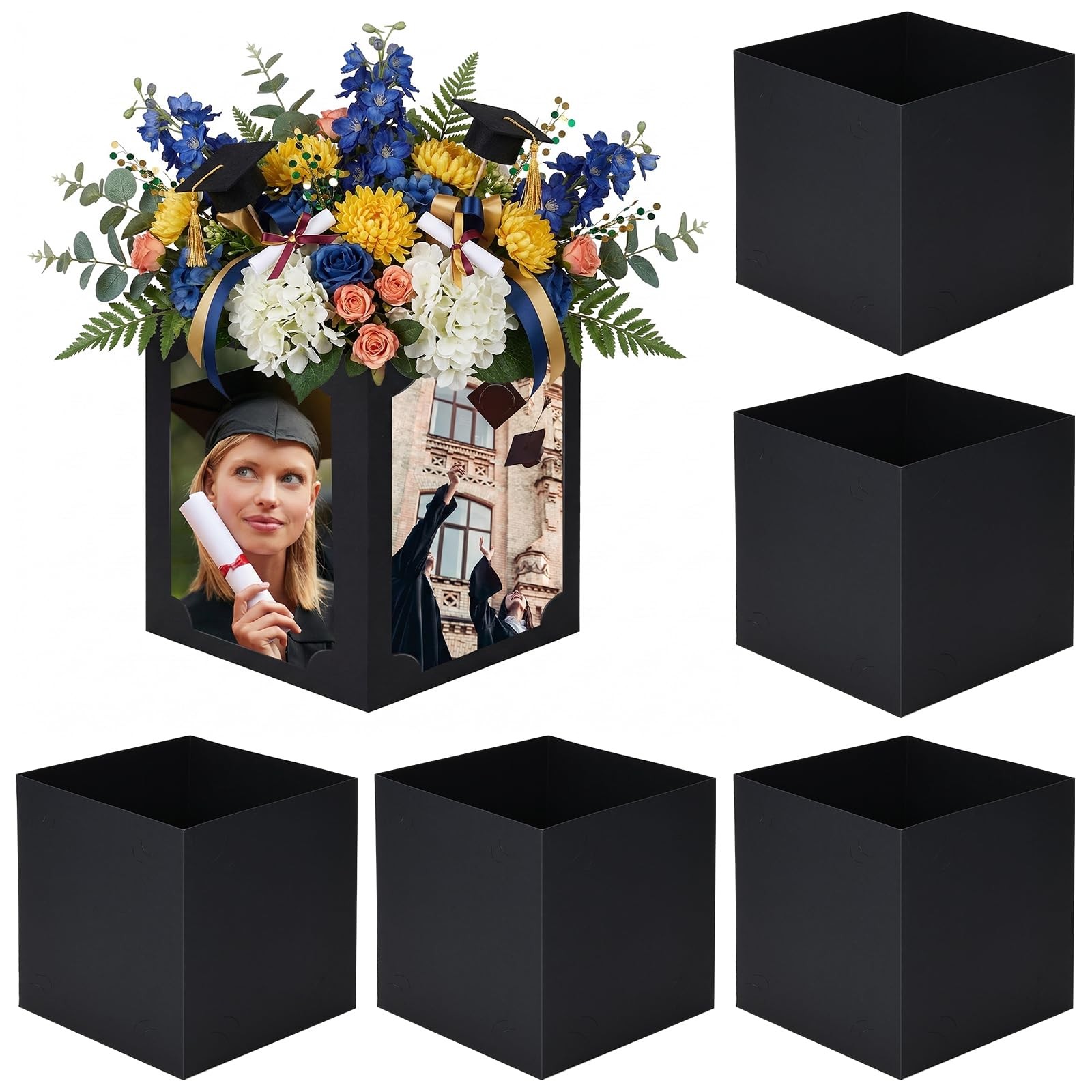 6 Pack Picture Centerpieces for Table, 4-Sided Photo Display Boxes for 4x6 & ...