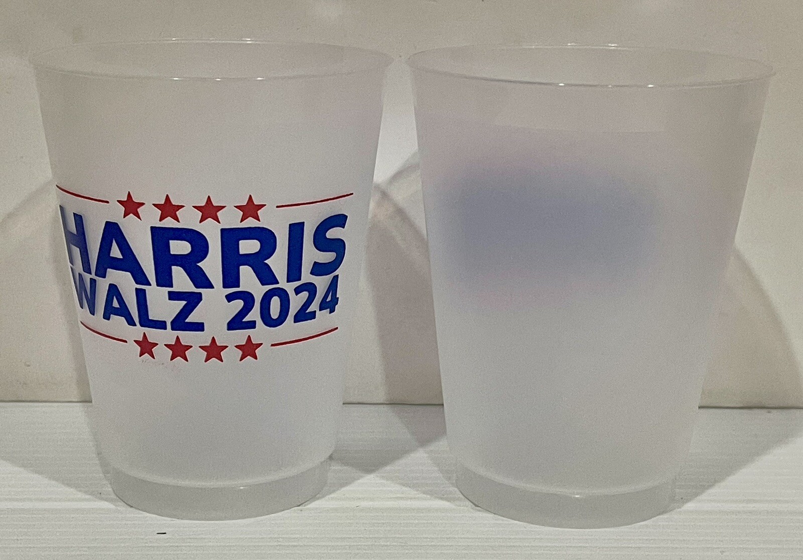 KAMALA HARRIS TIM WALZ 2024 PLASTIC TUMBLERS QTY 2-RARE ELECTION COLLECTIBLE