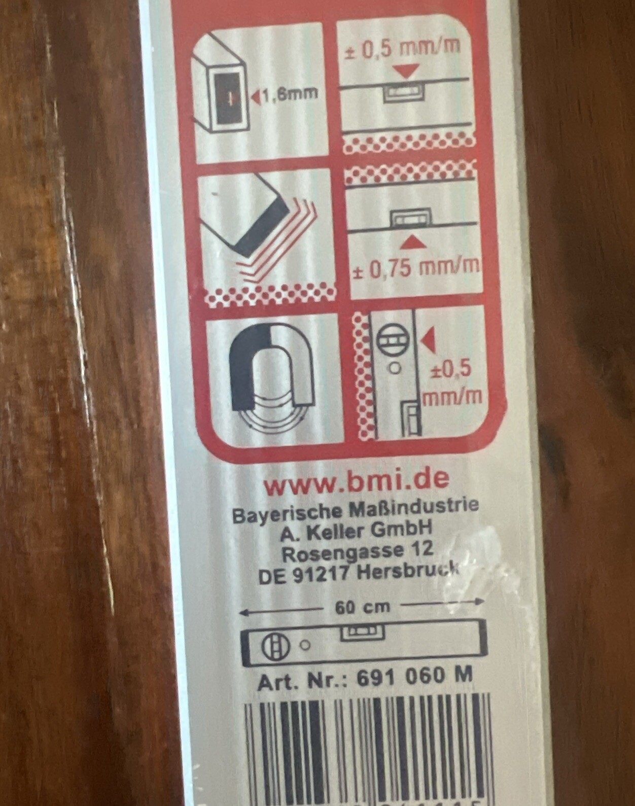 BMI Aluminium Alustar Level (60 cm Long, Edgeless Horizontal - Sealed