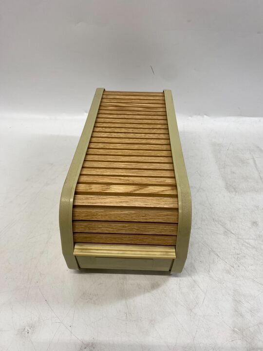 VINTAGE UNIQUE Faux Wood Plastic Roll Top 3-1/2" Floppy Disk Case Storage