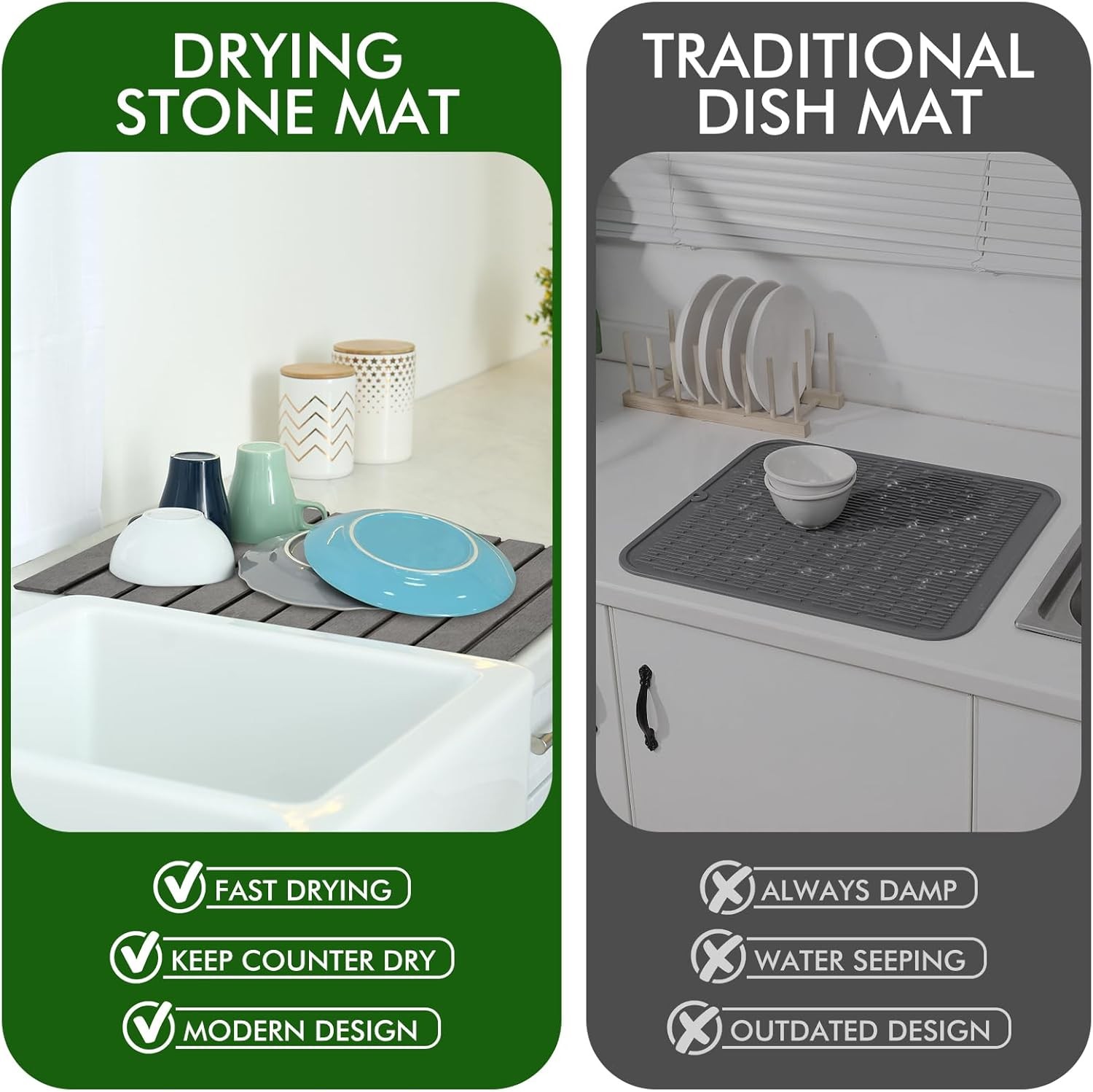 Kitchen Countertop Stone Drying Mat, Size 23 inches x 15.3 inches