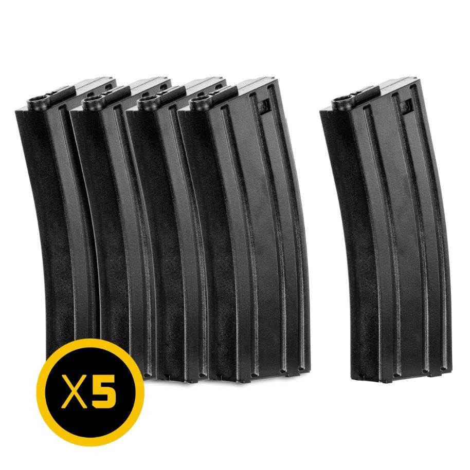 HK Army Airsoft Hostile AWS RMAG Mid-Cap Thermold 140rd Magazine 5 Pack Black