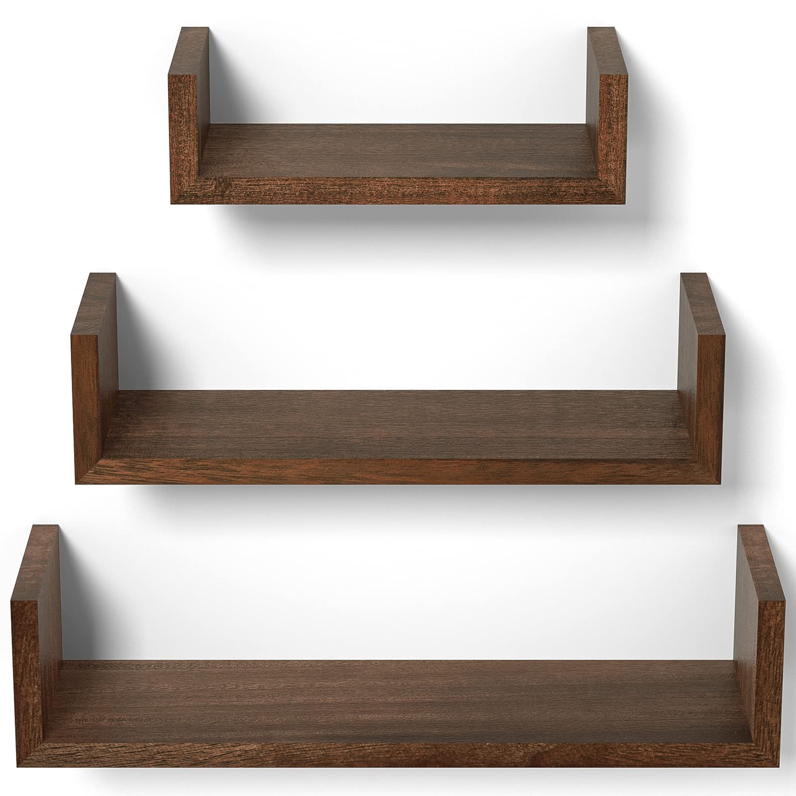 SRIWATANA Floating Shelves Wall Mounted, 16.7 x 4.7 x 3.9 in, Dark Brown