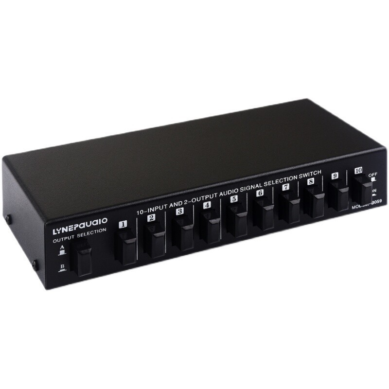 B059 Audio Switcher RCA Selector 10 IN 2 OUT Lossless Bidirectional Switching
