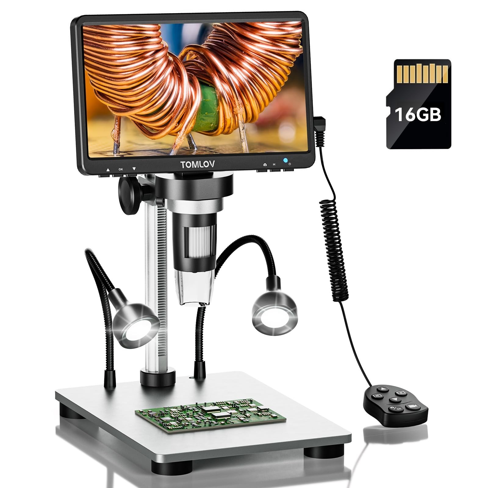 TOMLOV DM9 7" Digital Microscope: 1080P 1200X Coin Microscope Magni... Fast Ship