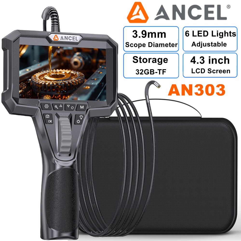 ANCEL AN303 3.9MM Inspection Camera with Light Hose Borescope Camera Imaging Kit