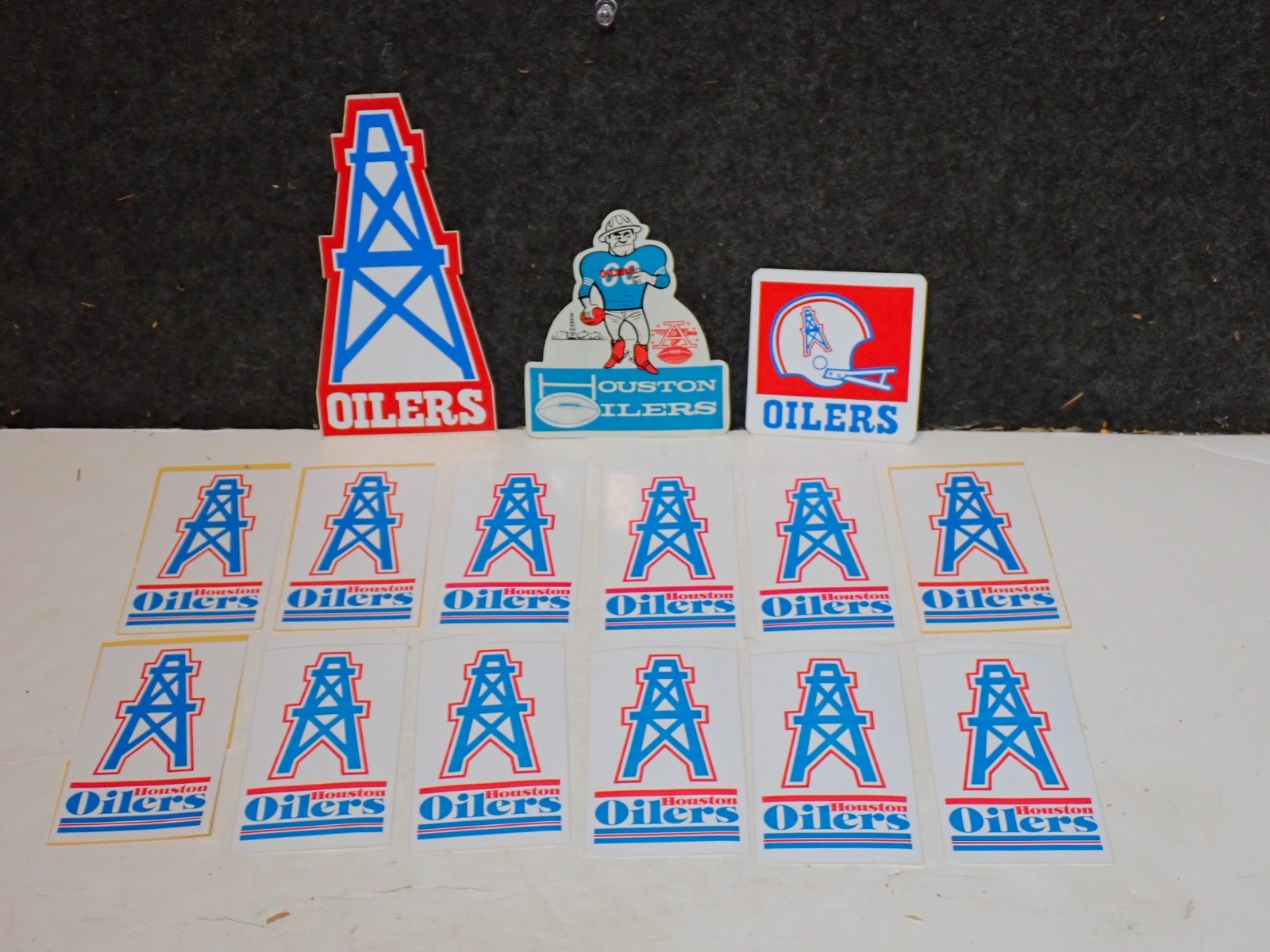 LOT OF 15 HOUSTON OILERS FOOTBALL STICKERS 1 PHILLIPS 66 GAS ADVERTISING PROMO