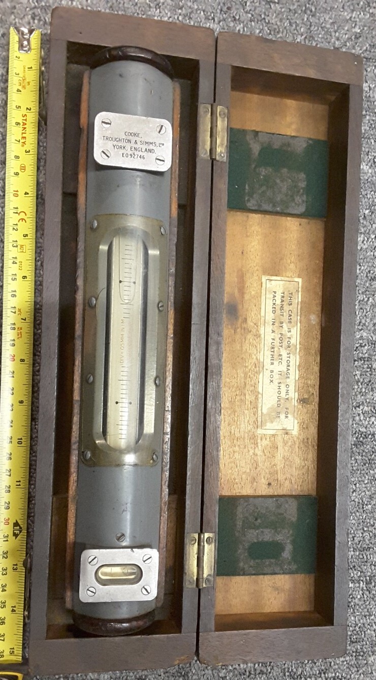 Vintage Cooke Troughton & Simms of York England Machine Level in wooden box