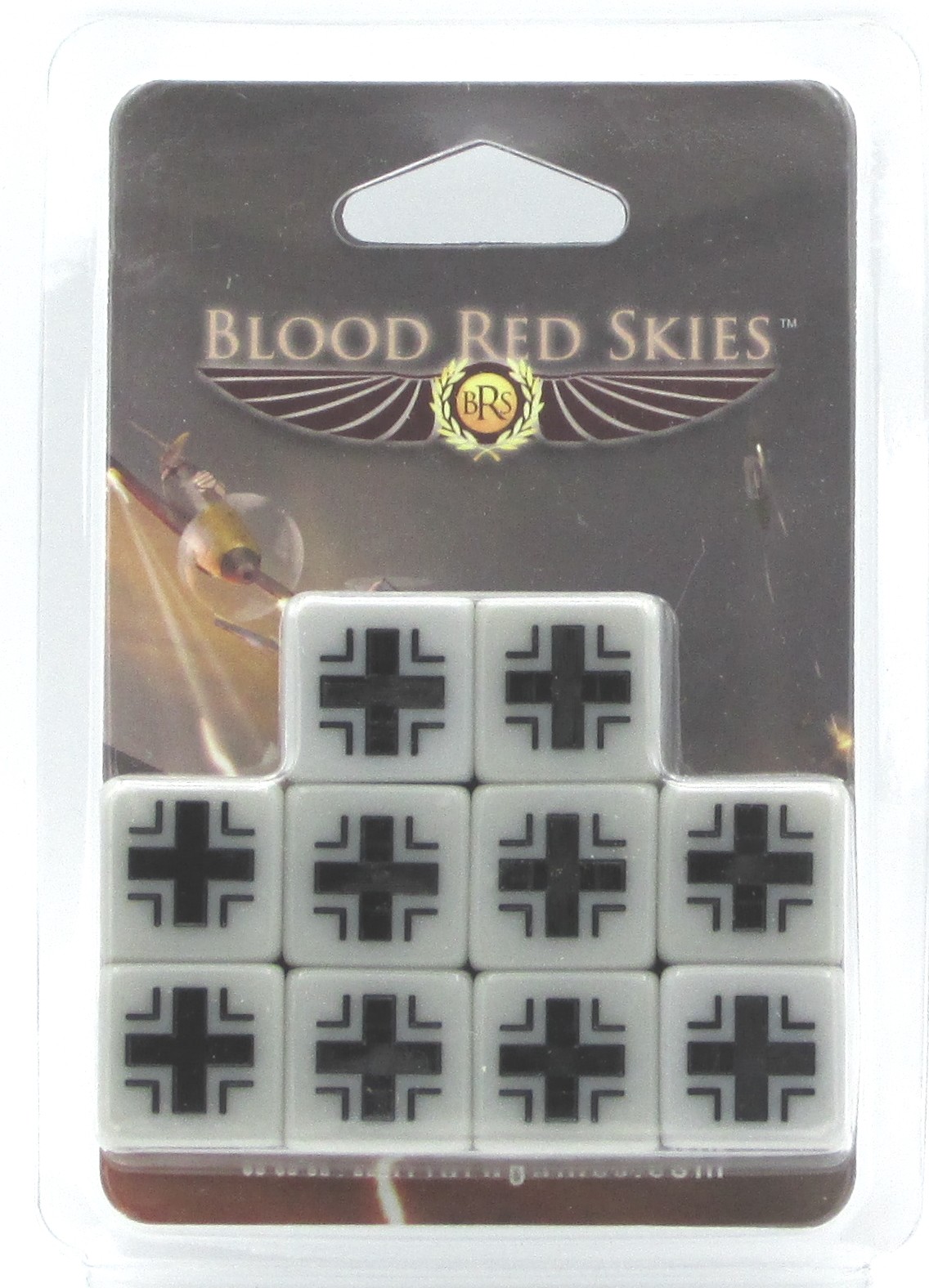 Blood Red Skies 773412001 German Dice (Set of 10) Warlord Games Grey & Black d6s