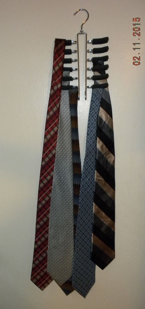 Men's Black Foam Tie Rack Holds 24 Ties With 5 Men's Ties Included