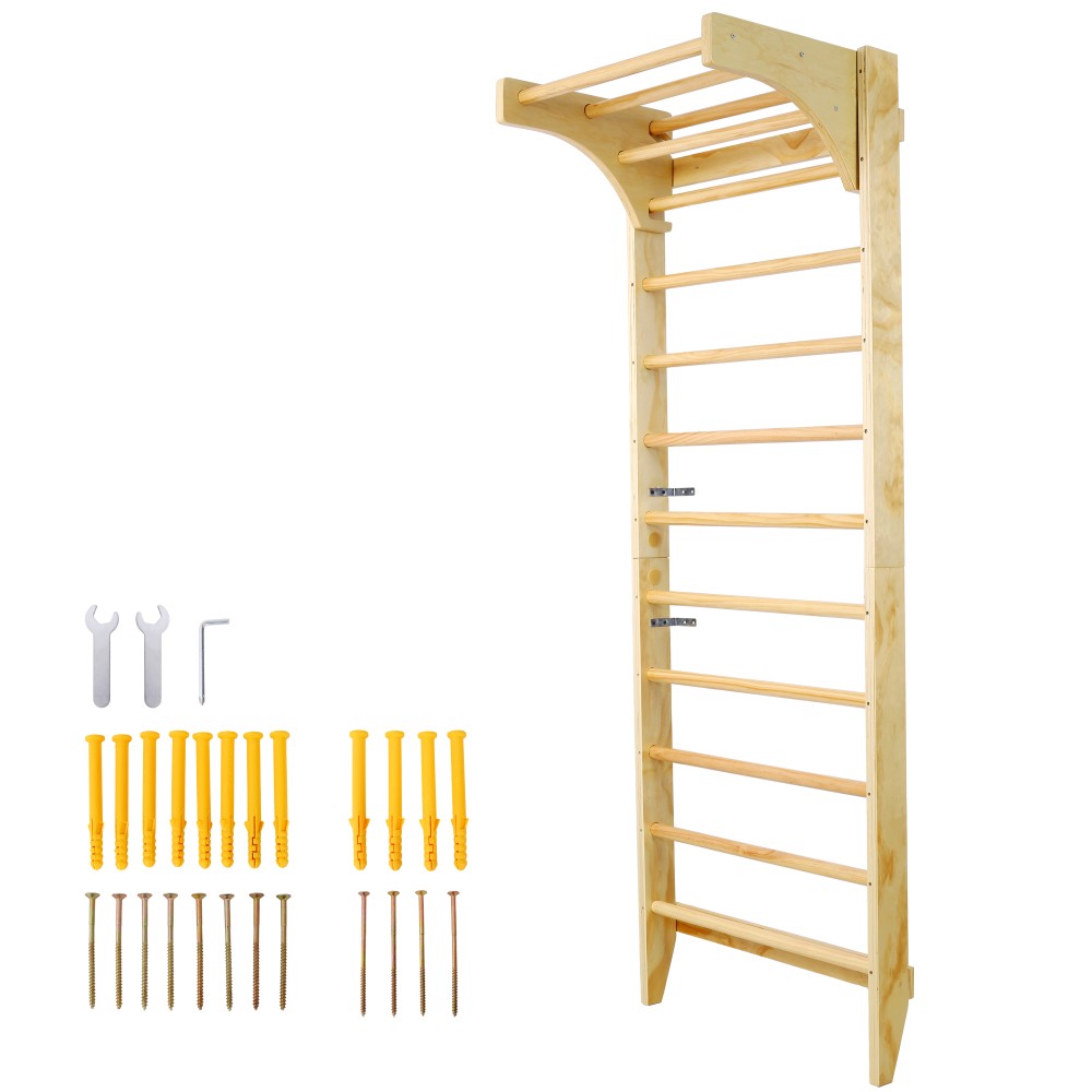 Swedish Ladder Wall Gym 2-in-1 10-Level 220 lbs Capacity Fitness Equipmen