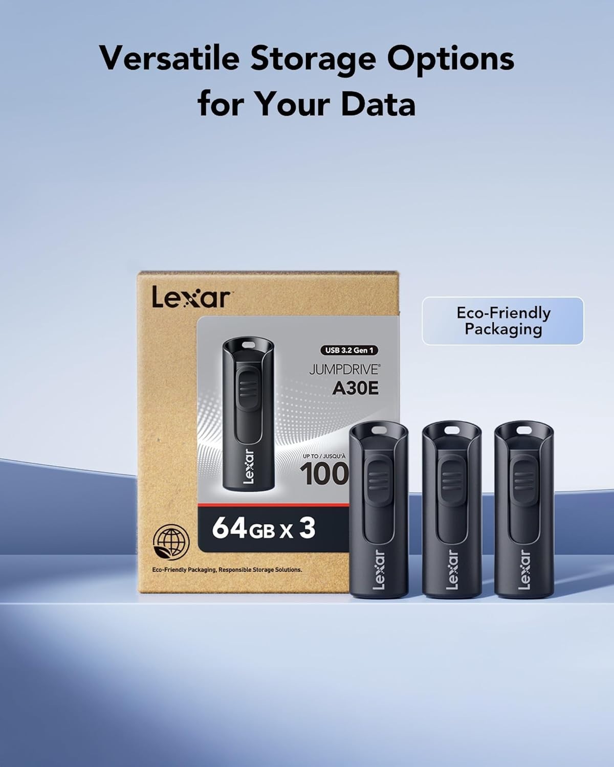 64GB USB 3.2 Flash Drive 3-Pack – Fast, Compact, Secure Storage