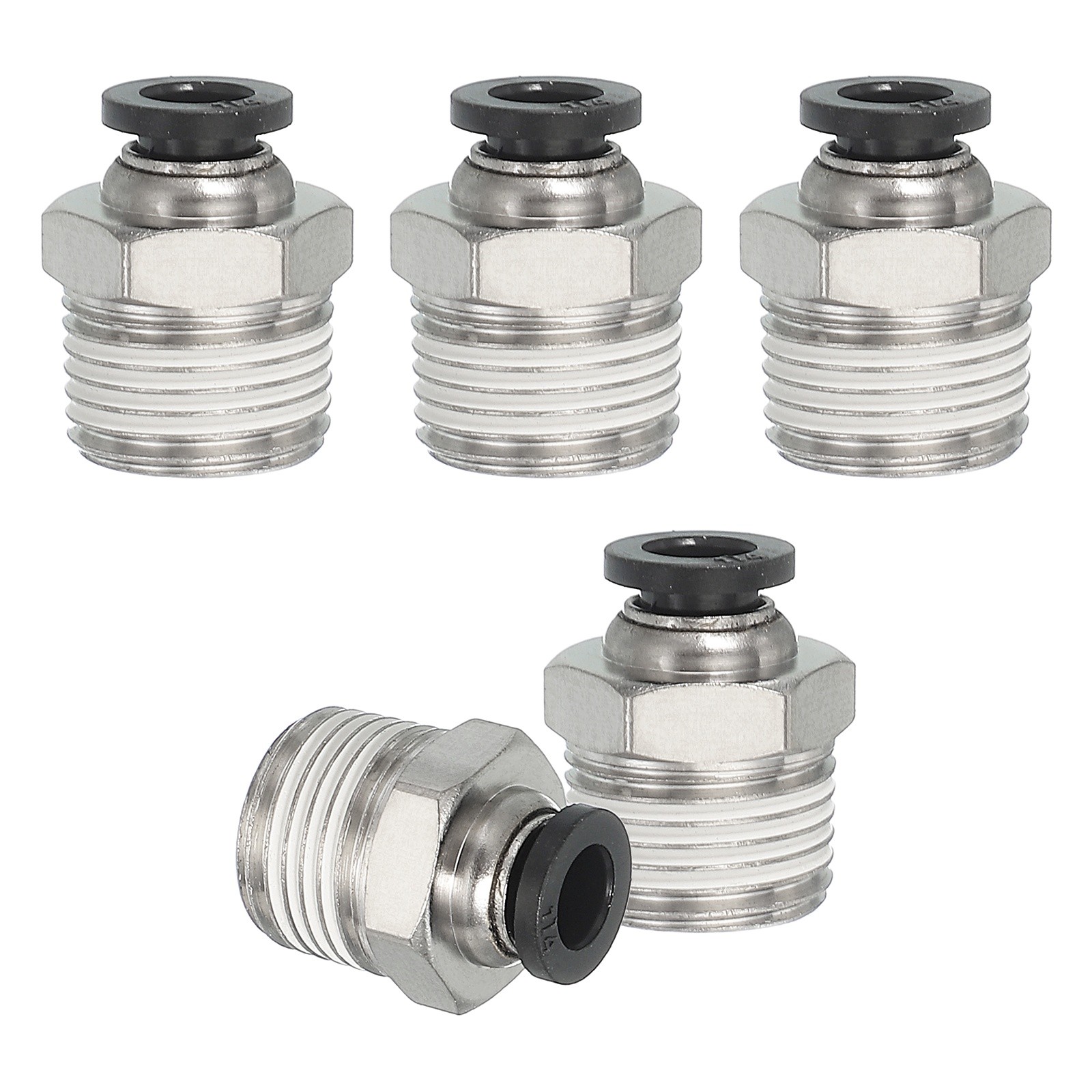 5 Pcs NPT Female 1/4" Tube OD x 3/8" NPT Thread Push to Connect Fittings, Black