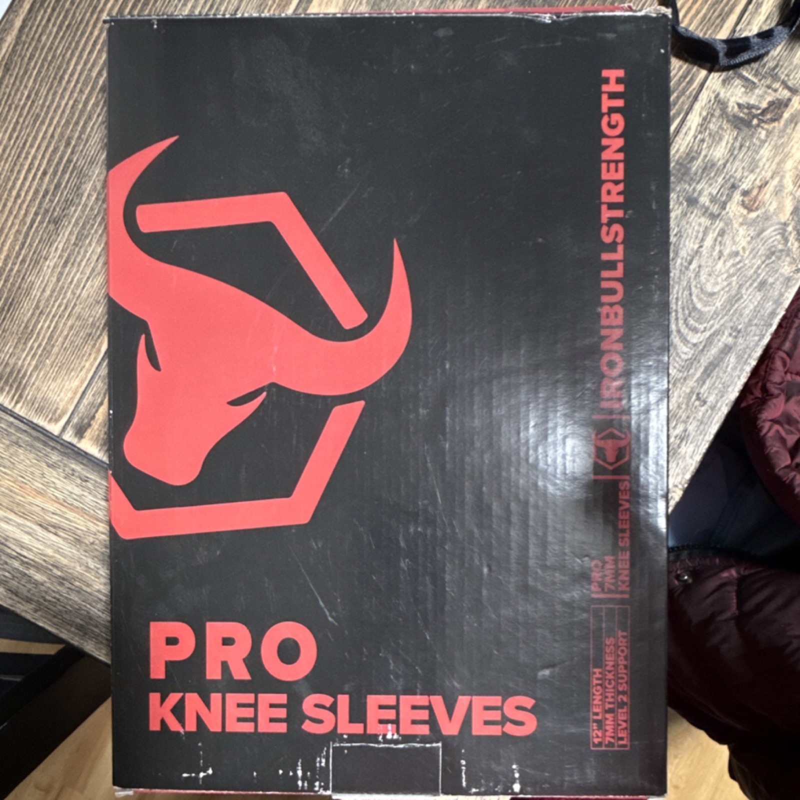 Iron Bull Strength Pro Knee Sleeves 7mm Level 2 Medium Black Red Weight Lifting