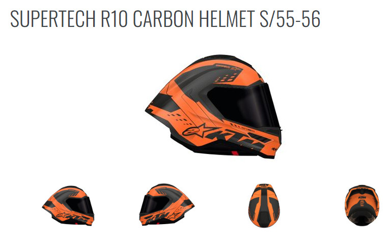 KTM Supertech R10 Hemet Orange and Carbon New Alpinestars Size Medium M