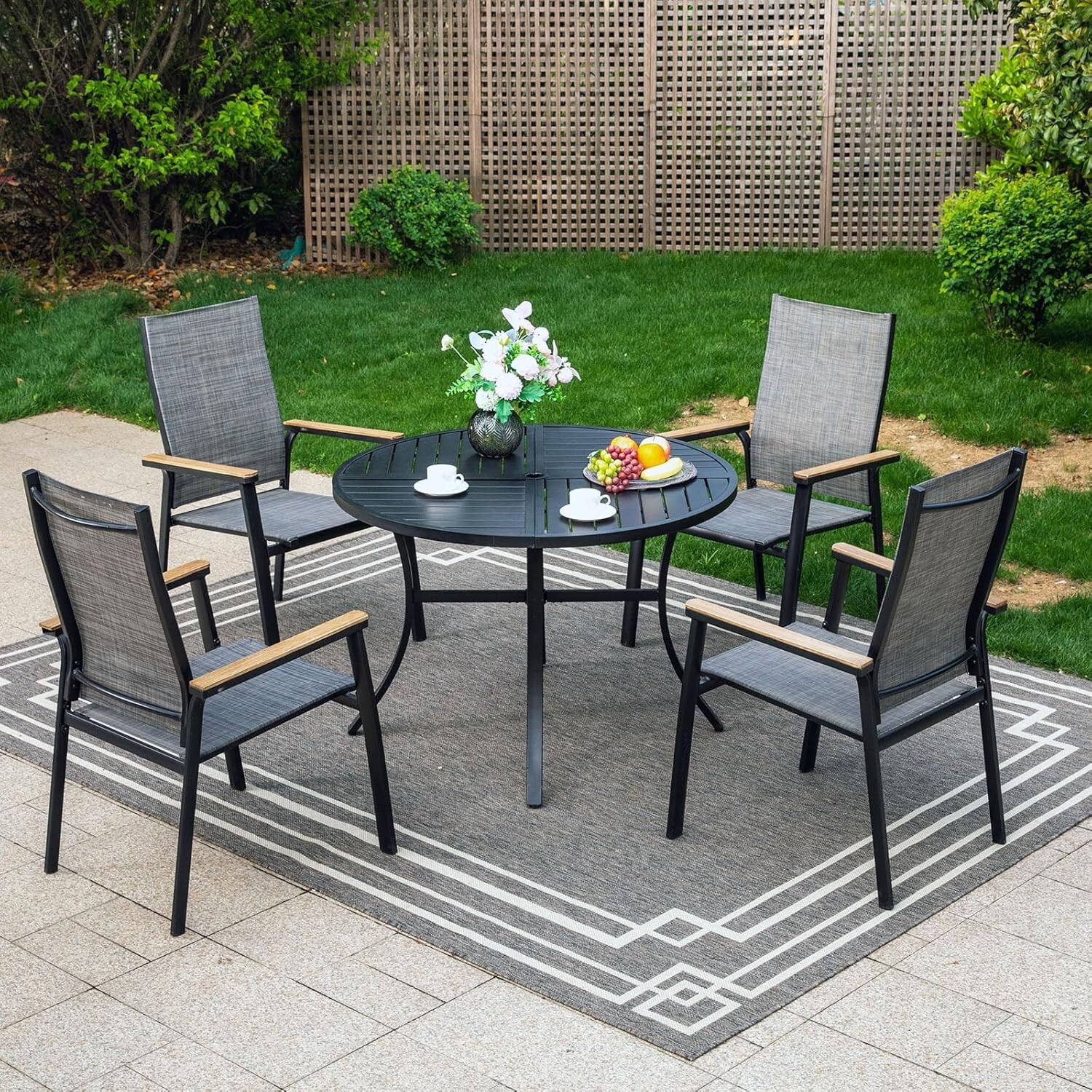 5 Pcs Outdoor Dining Set Patio Furniture Set Aluminum Lightweight Chairs & Table