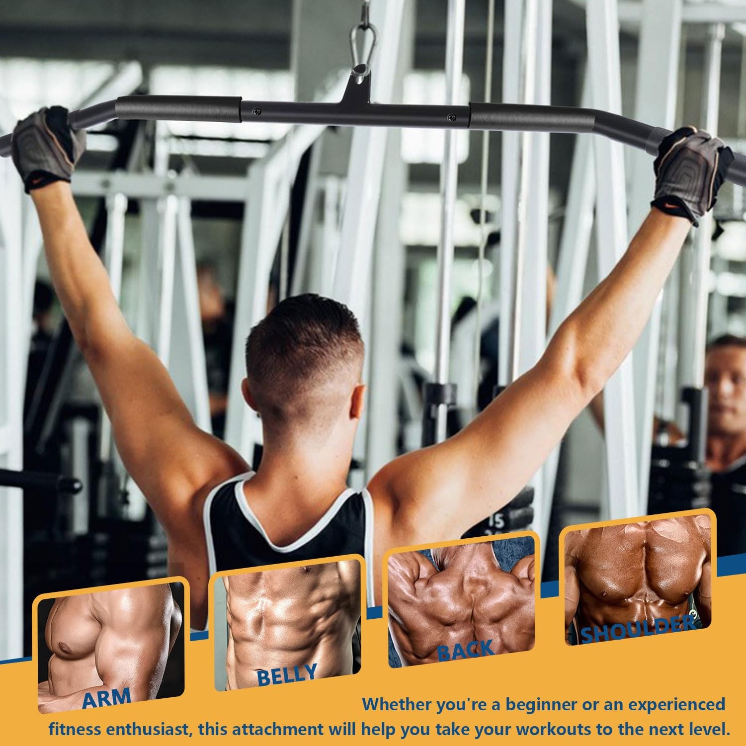 Favuit LAT Pulldown Bar Attachment for Pulley Cable Machine, Tricep Press Dow...