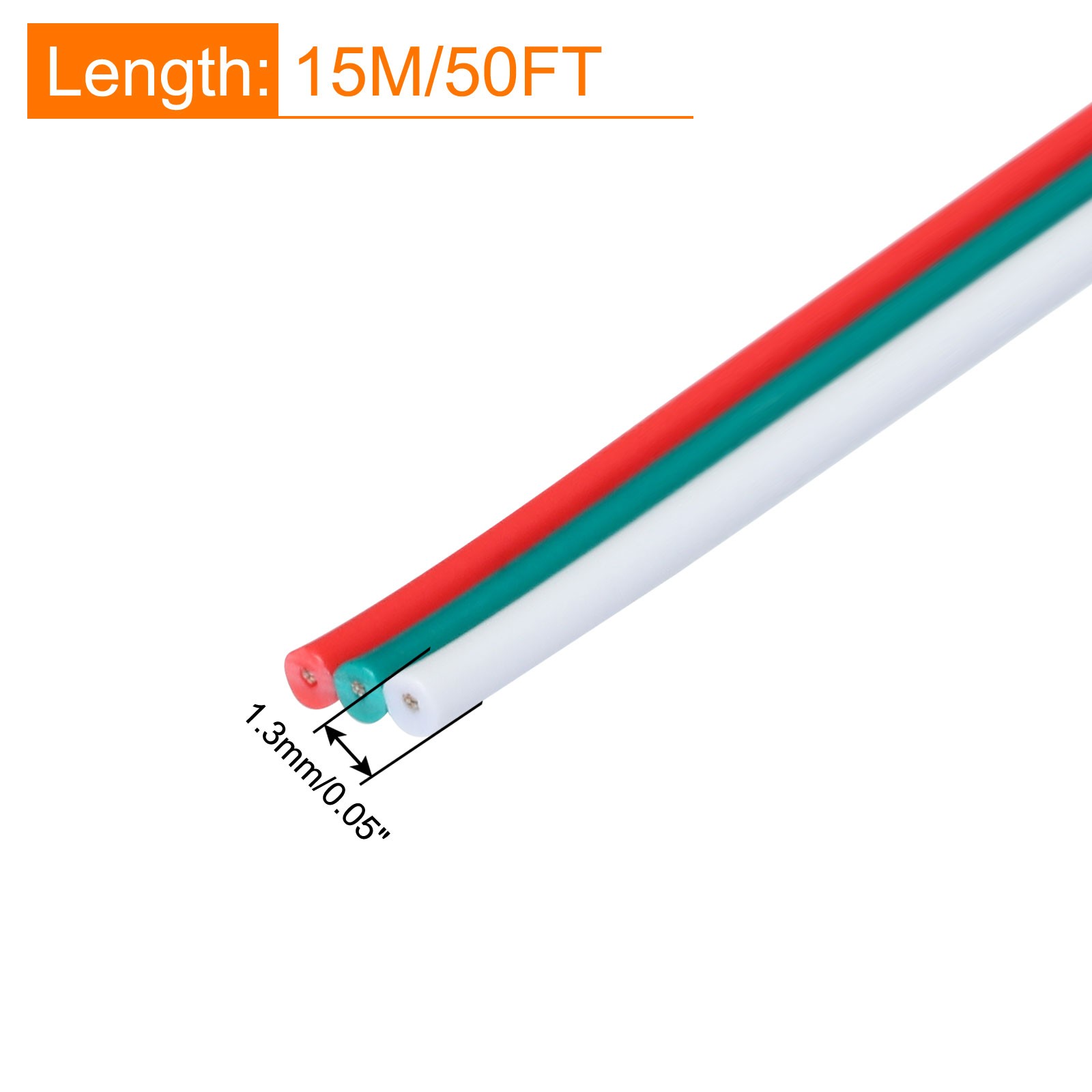 26 Gauge 3 Conductor Electrical Wire Tinned Copper Cable 49.2FT