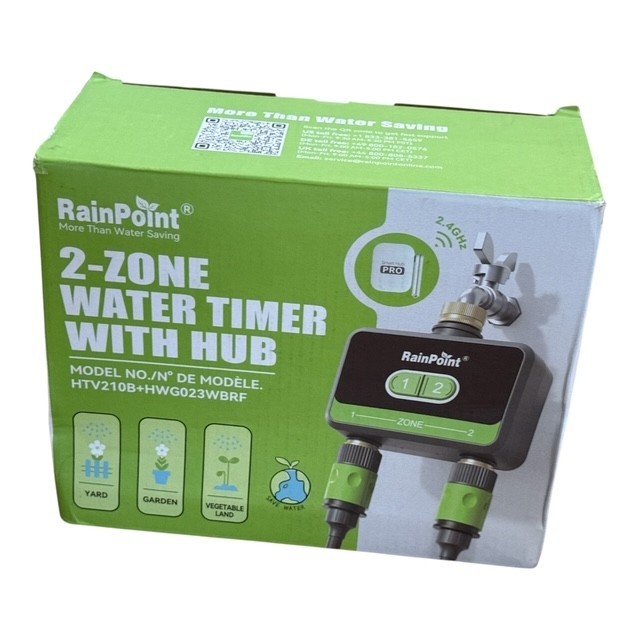 RainPoint 2 Zone WiFi Water Timer Smart Hub Irrigation System Brass Inlet Contro