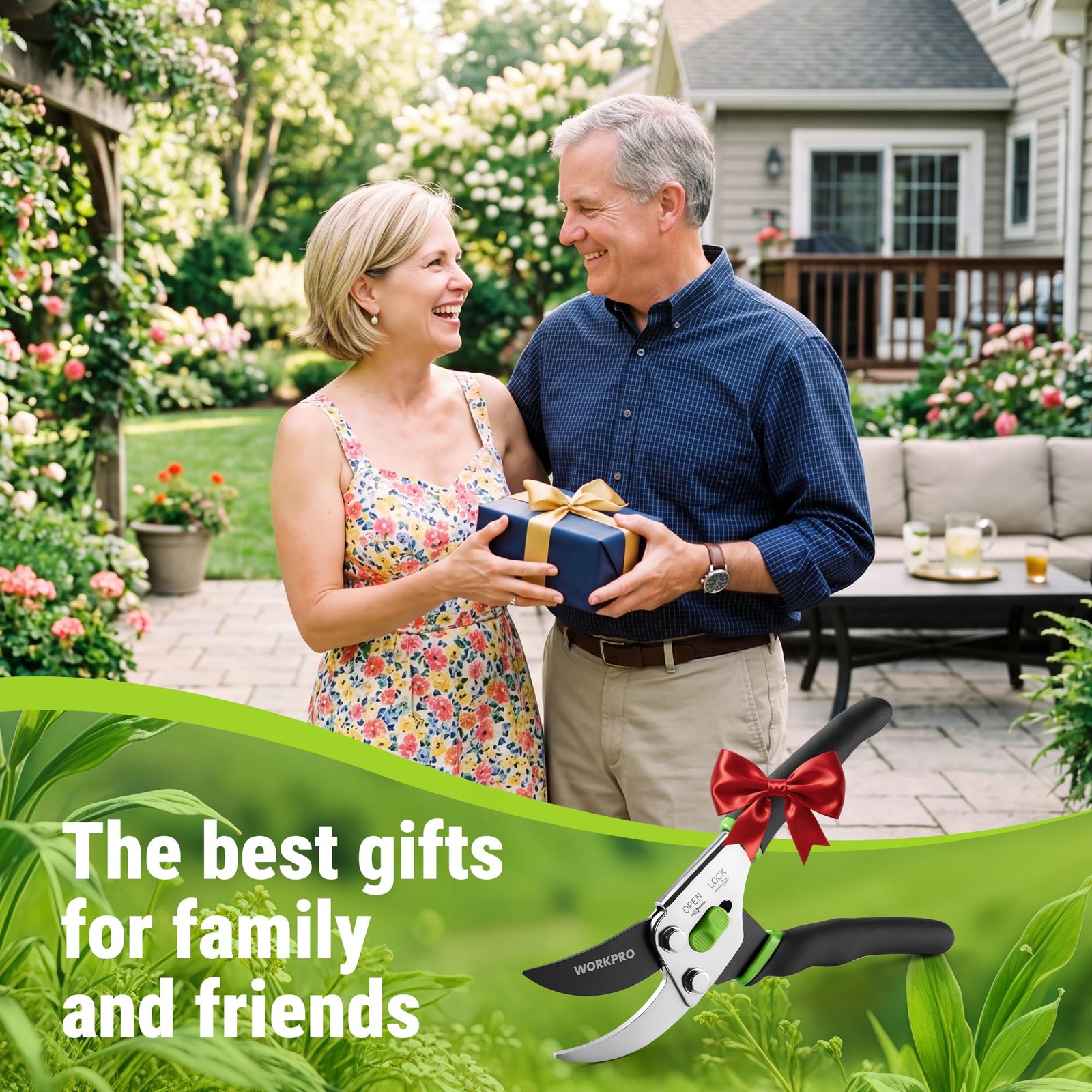 WORKPRO Bypass Pruning Shears, 8.5" Hand Pruner with Non-Slip Grip