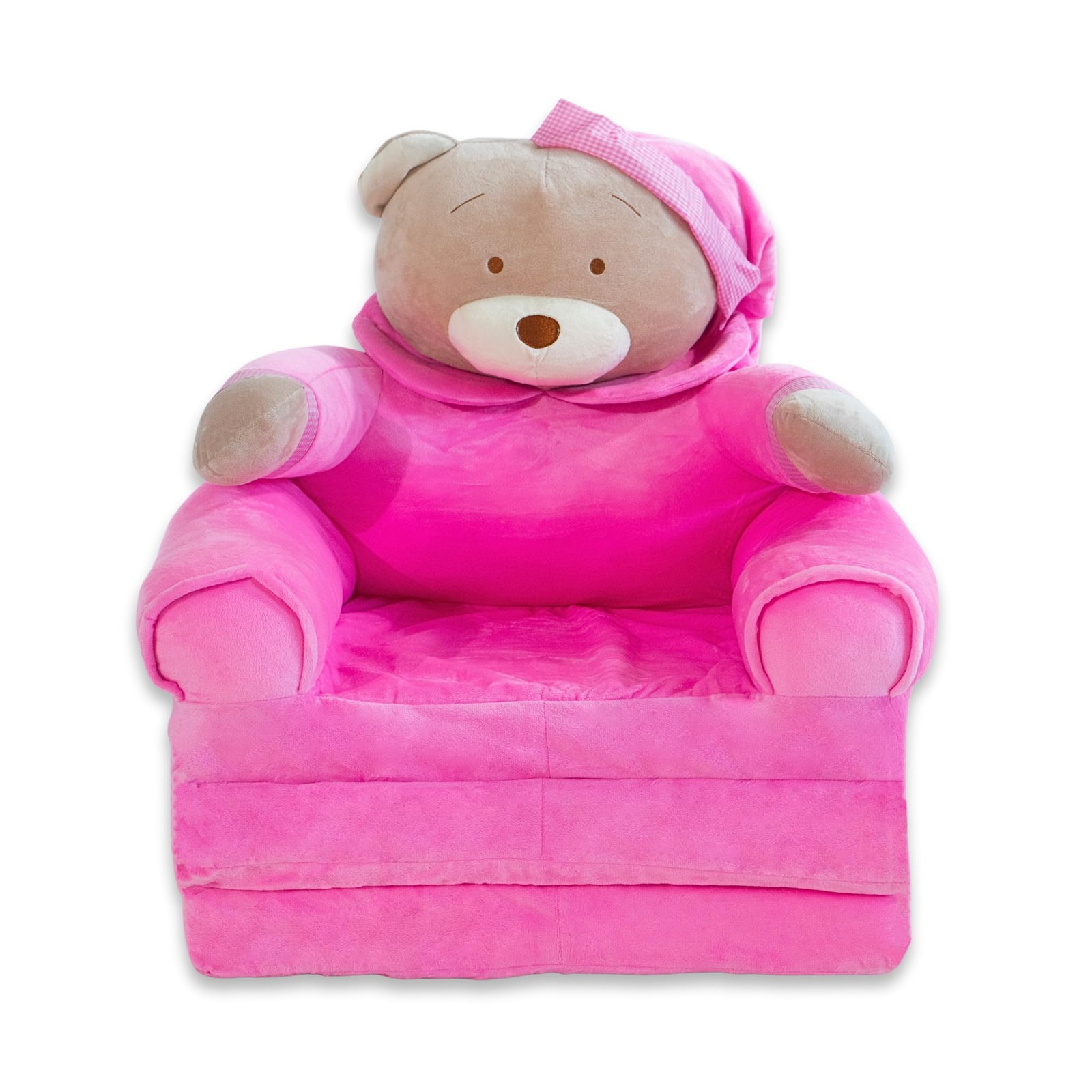 Folding Chair – Plush Teddy Bear Fold Out Chair Bed for Toddlers – Soft Kid C...