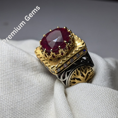 Genuine African Ruby Gemstone Ring – Solid 925 Sterling Silver Handmade Design