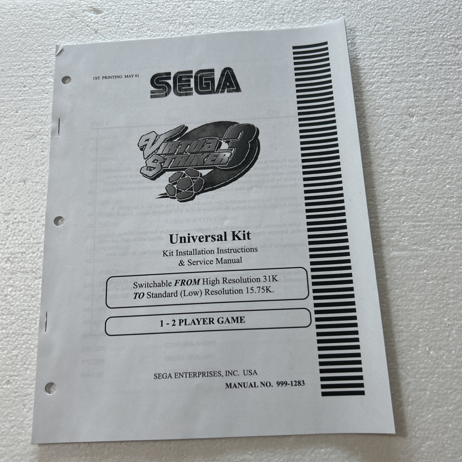 Copy? Virtual Striker 3 Sega Naomi Arcade Video Game Owners Manual