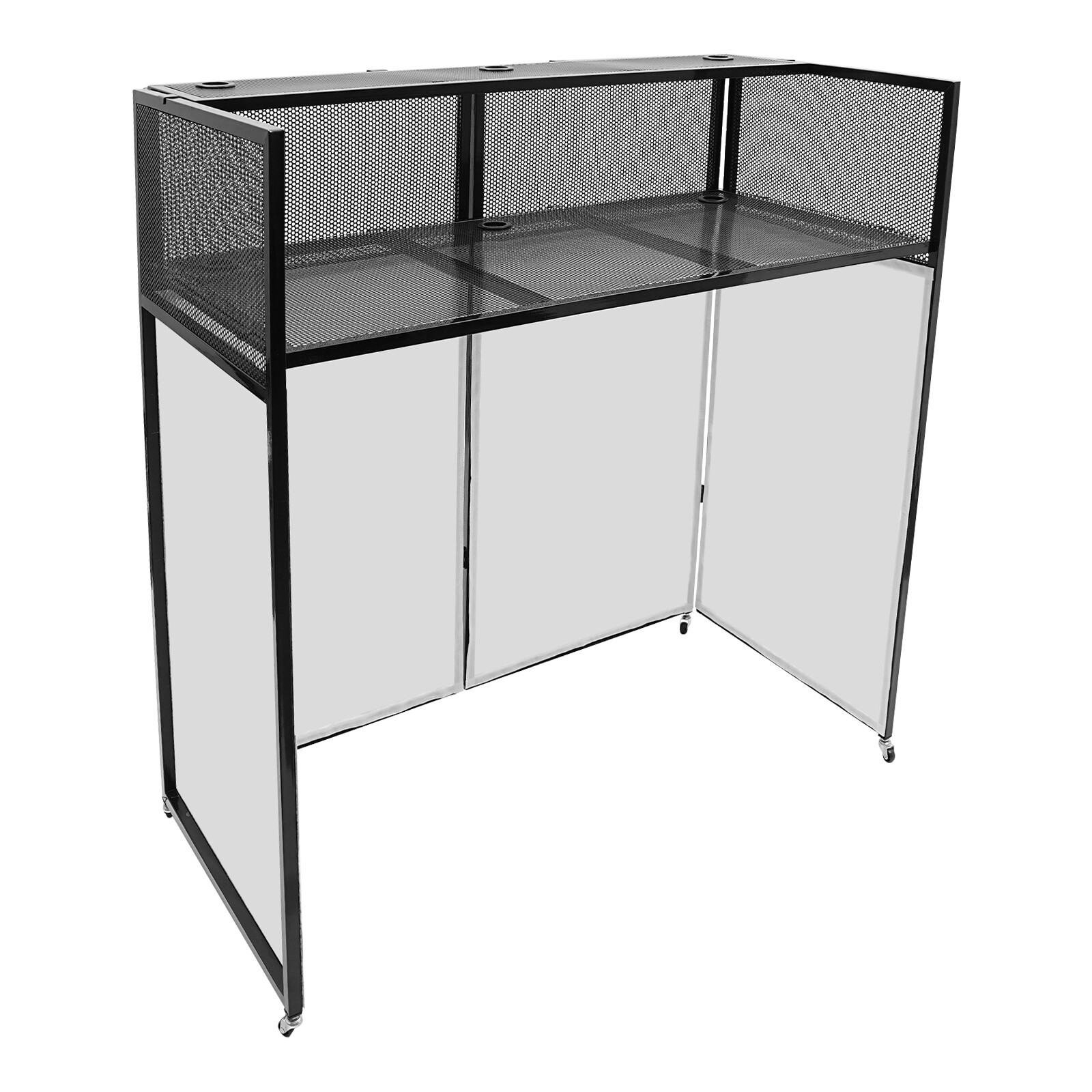 Rolling DJ Display Stand, DJ Event Booth Facade, Portable DJ Facade Booth Table