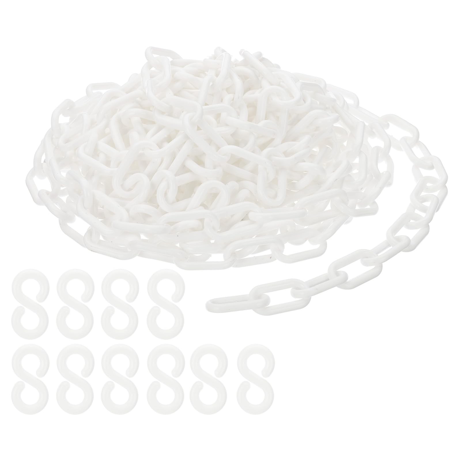 Plastic Chain Links, 30 Feet Safety Chains, White Plastic Chains for Barriers...