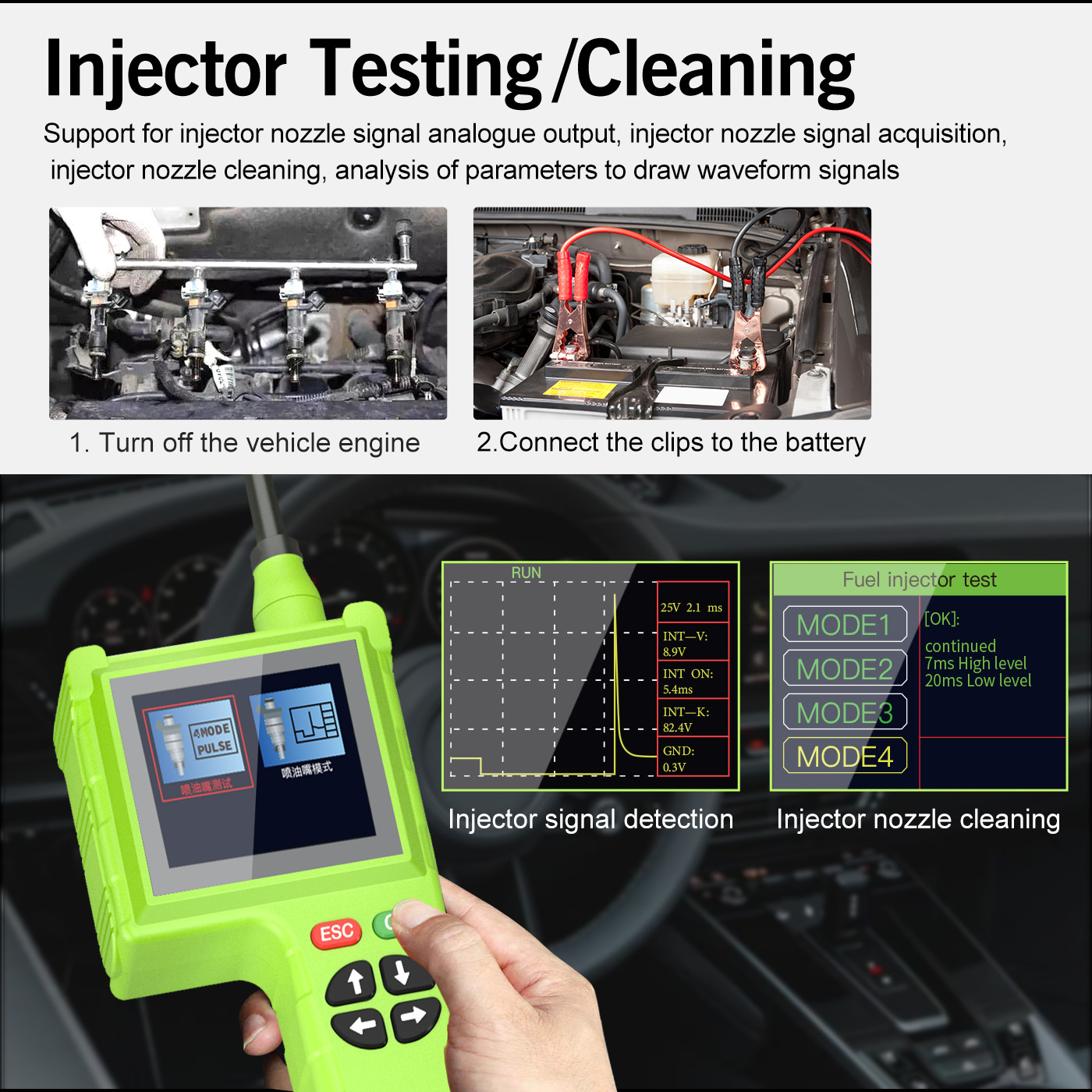 TOPDIAG P200 Pro Circuit Detector Power Fuel Injector For 9V-48V Car Truck Boat