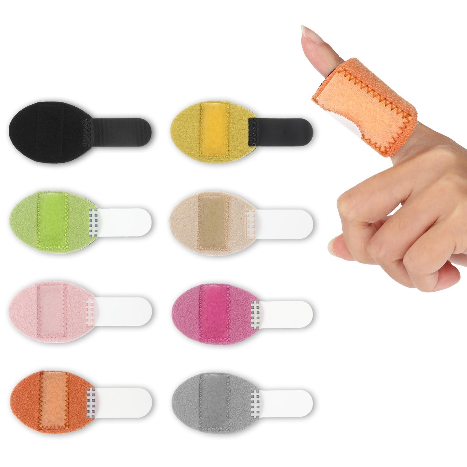 8 Pcs Trigger Finger Splints Single Straps Finger Splint Support Brace Kit In...