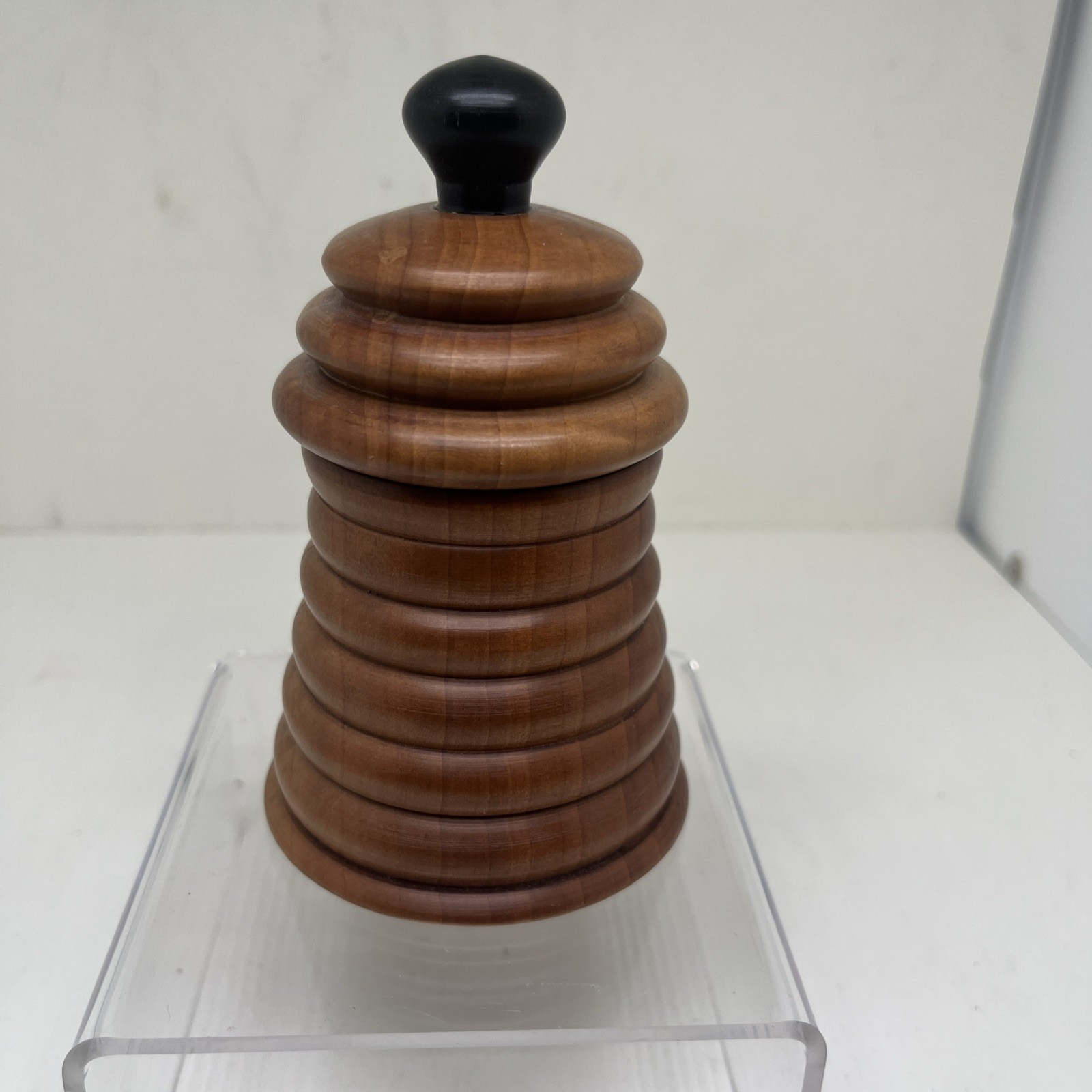 Cherry Hand-turned Box w Lid Signed & Dated 5”