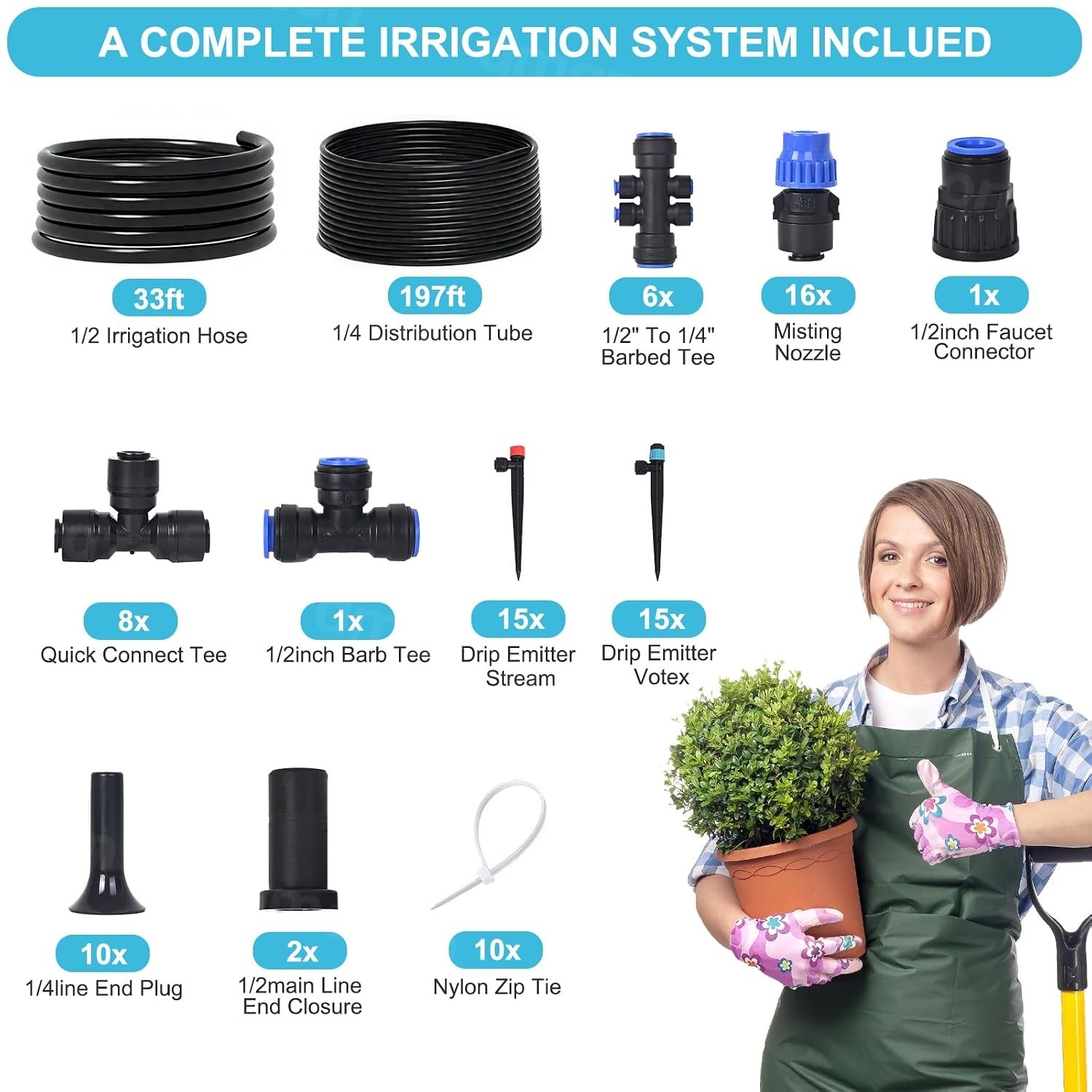 Advanced Drip Irrigation Kit: 230ft with Quick-Connect for Efficient Watering