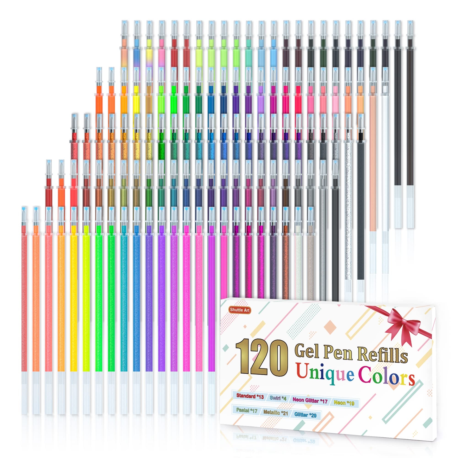 120 Gel Pens Refills Metallic Neon Colors Pastel Glitter Adult Coloring Books