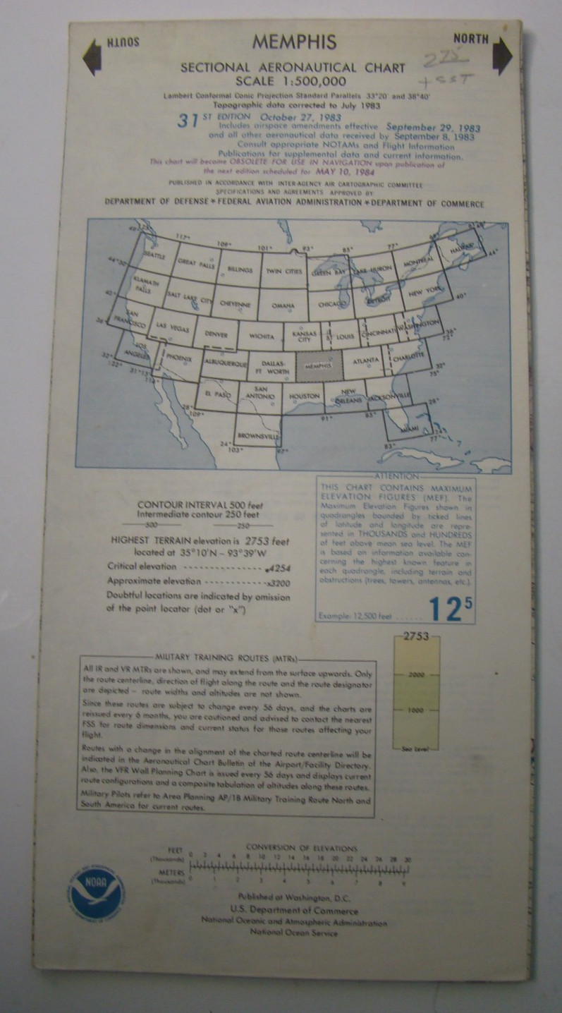 Memphis Aeronautical Sectional Chart, 31st Edition, October 27, 1983
