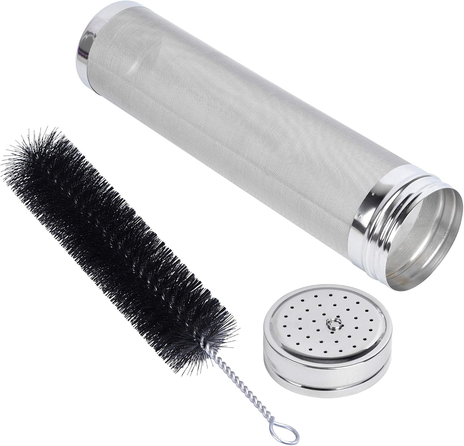 Stainless Steel 300 Micron Hop Filter with Nylon Bristles for Brewing