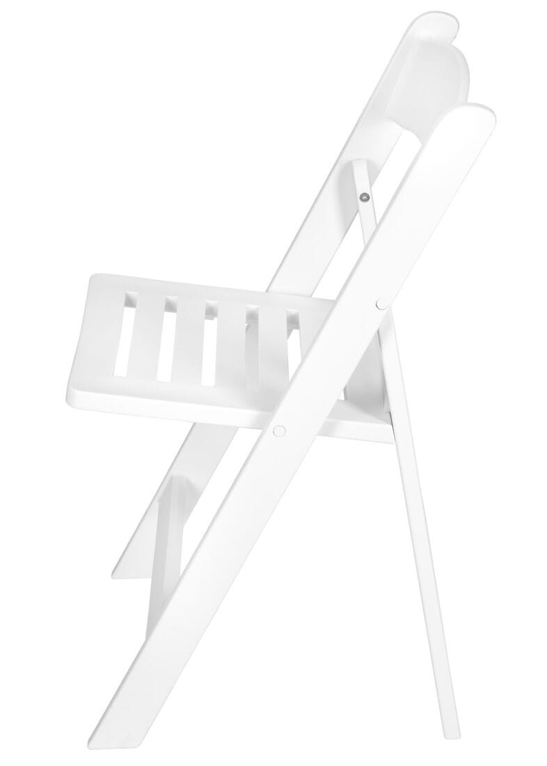 White Resin Folding Chair with Slatted & Padded Seat - 2N1 by Chivari