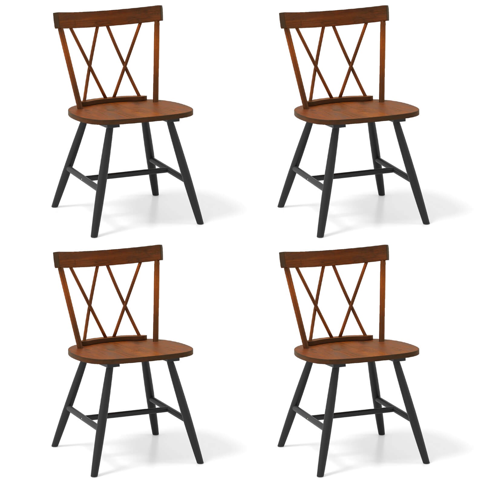 Dining Chairs Set of 4 Farmhouse Kitchen Chair w/ Rubber Wood Frame,