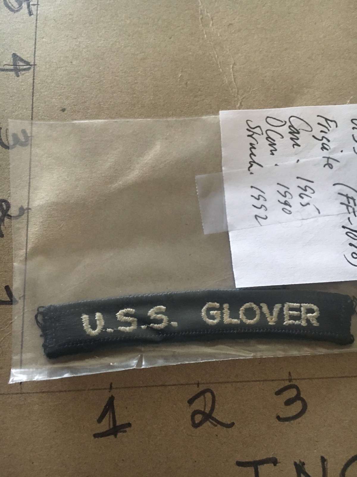 US NAVY SHOULDER STRIP TAB *** rocker *** Patch USS Glover