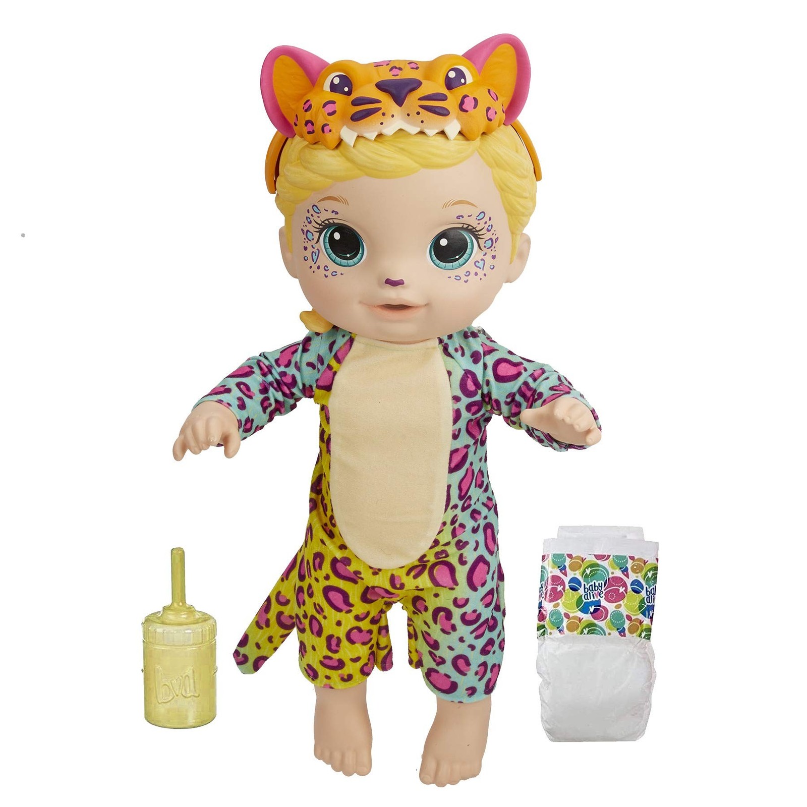 Baby Alive Rainbow Wildcats Doll, Leopard, Accessories, Drinks, Wets, Leopard...