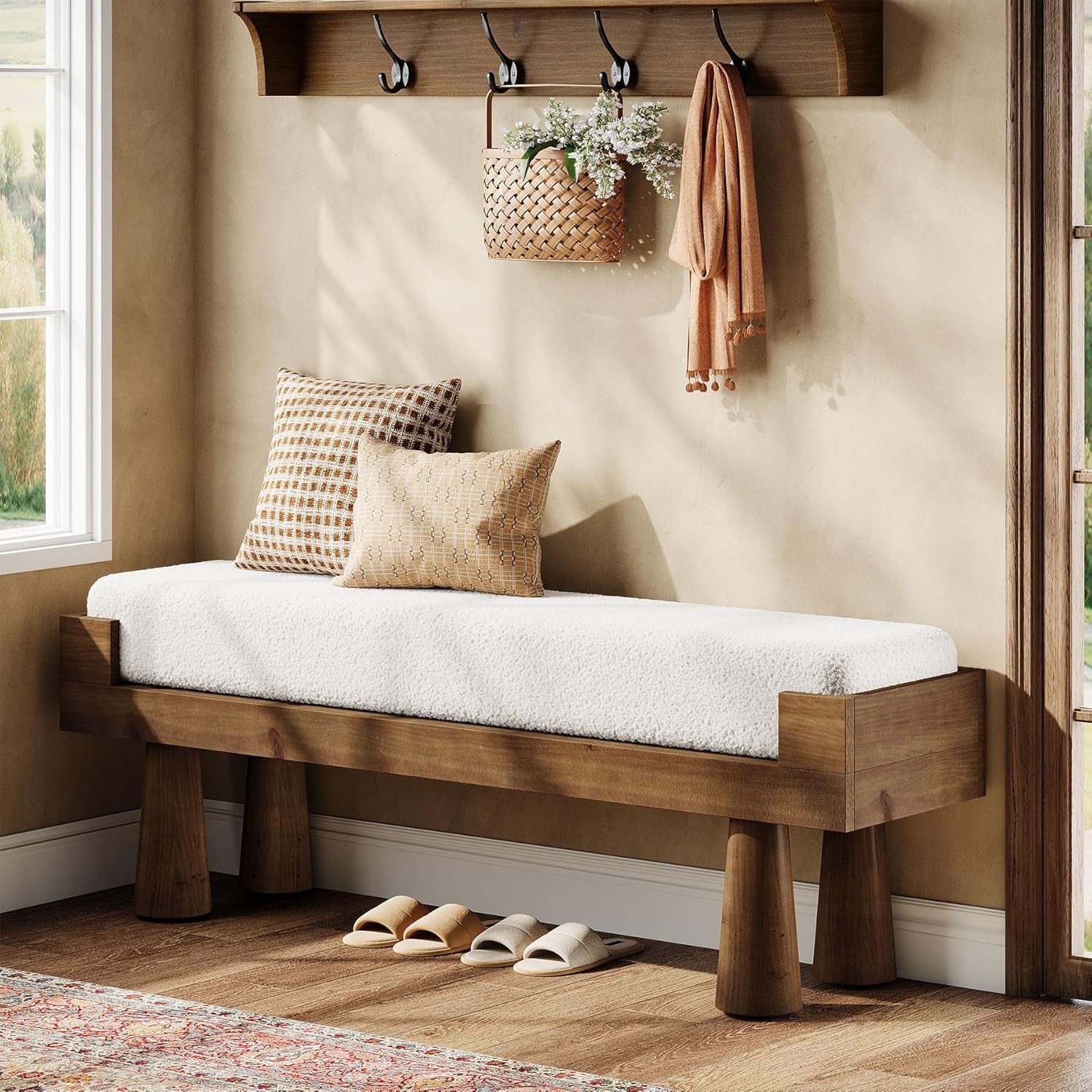 47'' Upholstered Entryway Bench, Modern Indoor End of Bed Bench Seat for Bedroom