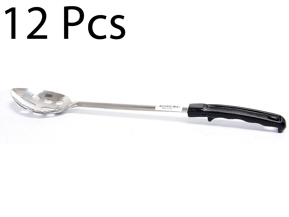 12 Pcs Of 15 Inch Slotted Basting Spoon Plastic Handle Stainless Steel