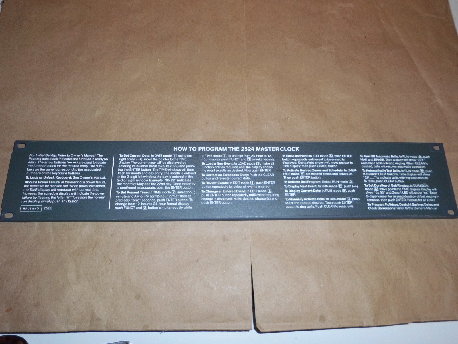 RAULAND MODEL 2524 MASTER CLOCK WORKING