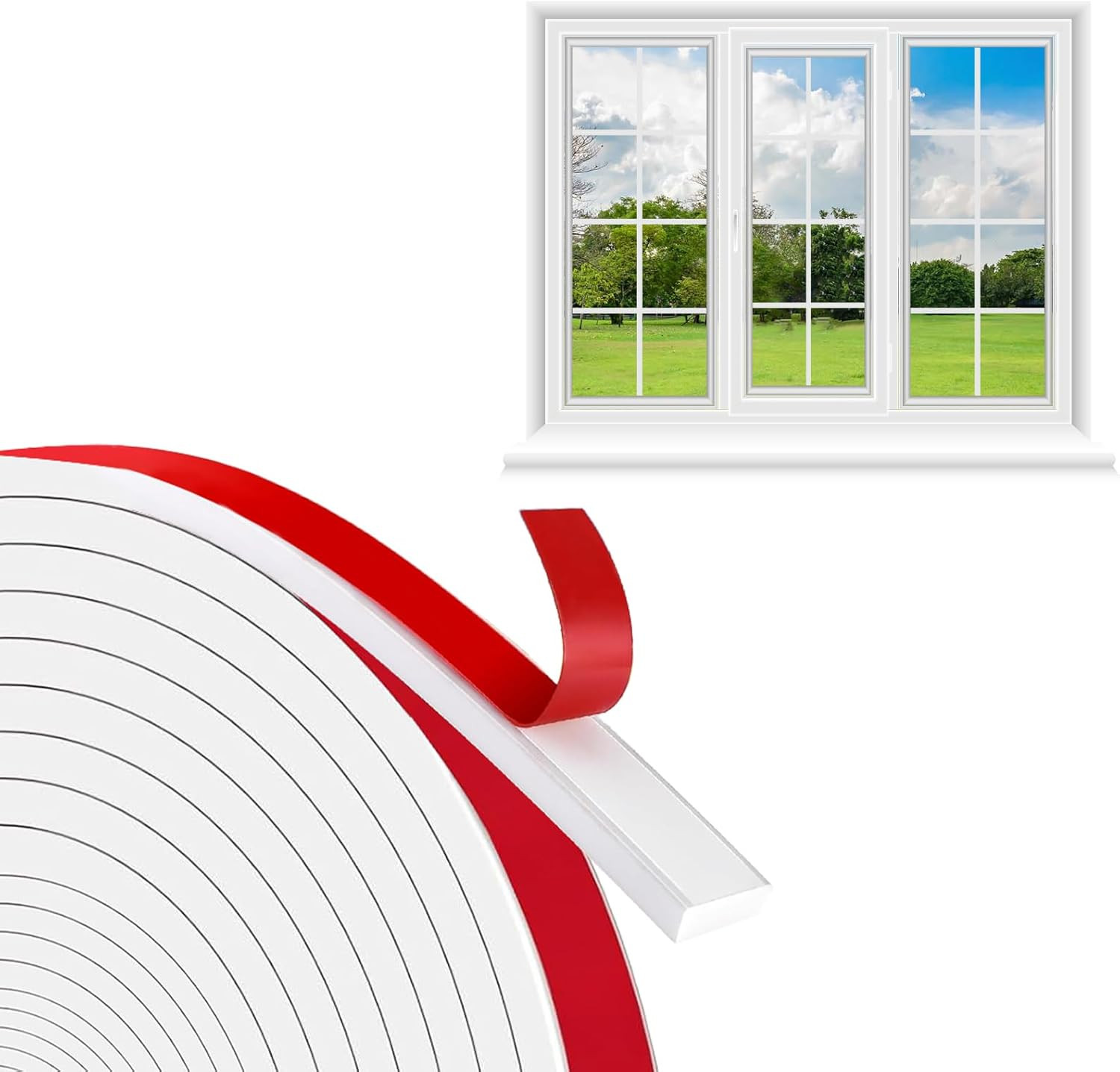 Window Grid Kit, 0.59inx36ft Window Grille Inserts Grid Kit, White TPE Self-Adhe