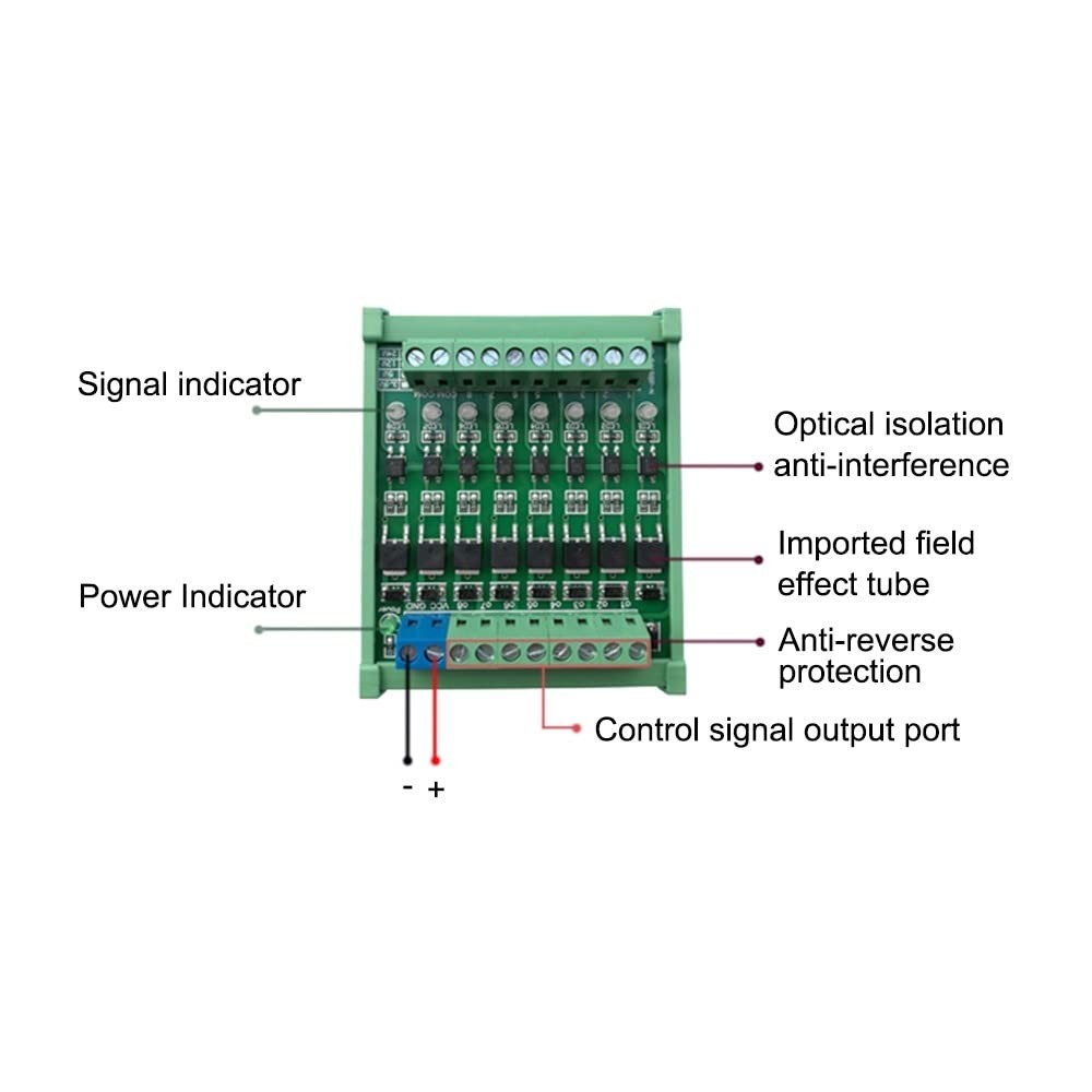 8Channel PLC Amplifier Circuit Board DC 3.3V/5V Optocoupler Isolated Module