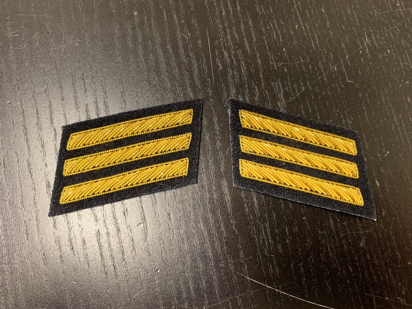 CSA Gold Embroidered Captains Bars - DARK BLUE Background Pair - NEW