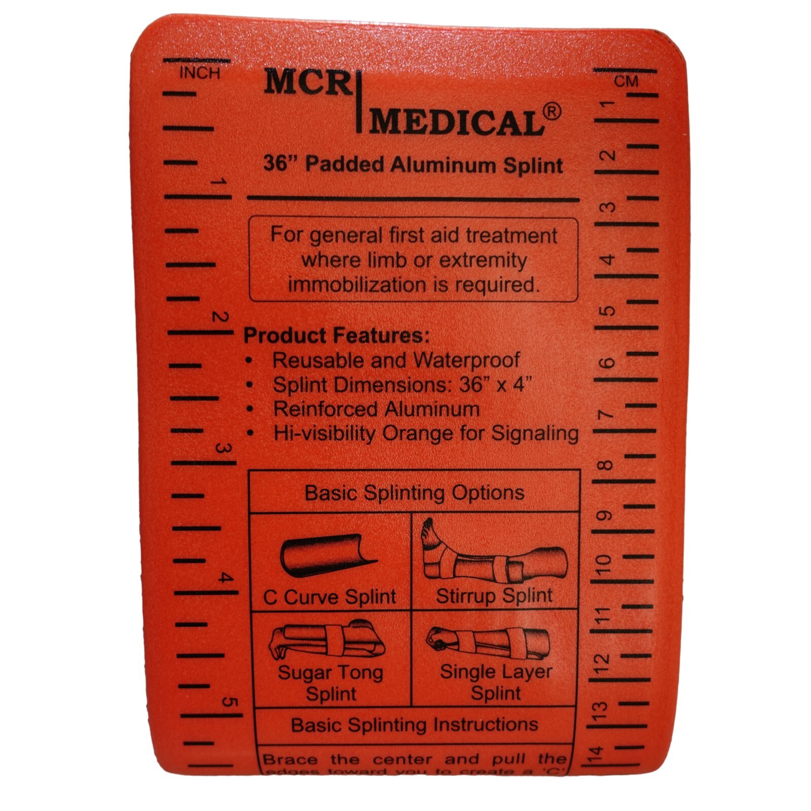 36" Aluminum Reusable, Waterproof, Splint, Single